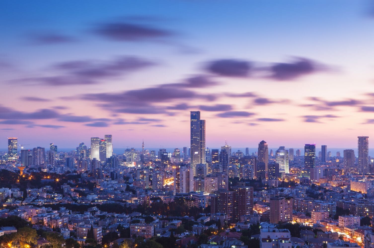 תמונת מקור תל אביב תל אביב בשקיעה ממבט על