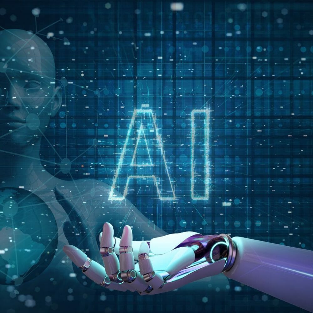 AI יד רובוטית מושטת
